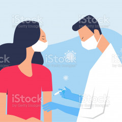 Doctor inject vaccine shot to patient.Covid-19 vaccination concept Thumbnail